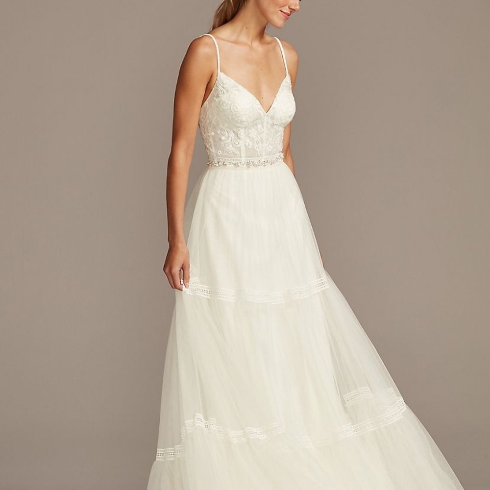 NWT David’s bridal a-line boho wedding dress
